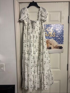 o.p.t White Floral Smocked Maxi Dress